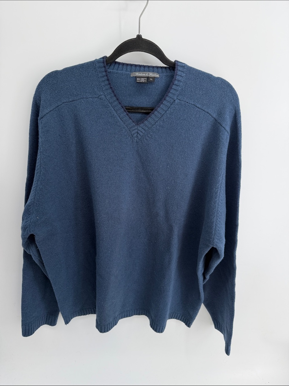 Hinton & Hinton 100% Lambswool V-neck knit pullover sweater sz XL